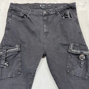 Waimea Jeans Mens 42x32 Black‎ Slim Straight Distressed Streetwear Preppy Denim